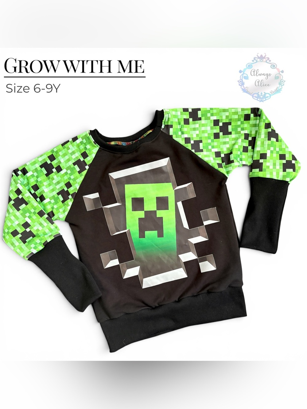 Handmade Minecraft grow with me sweater